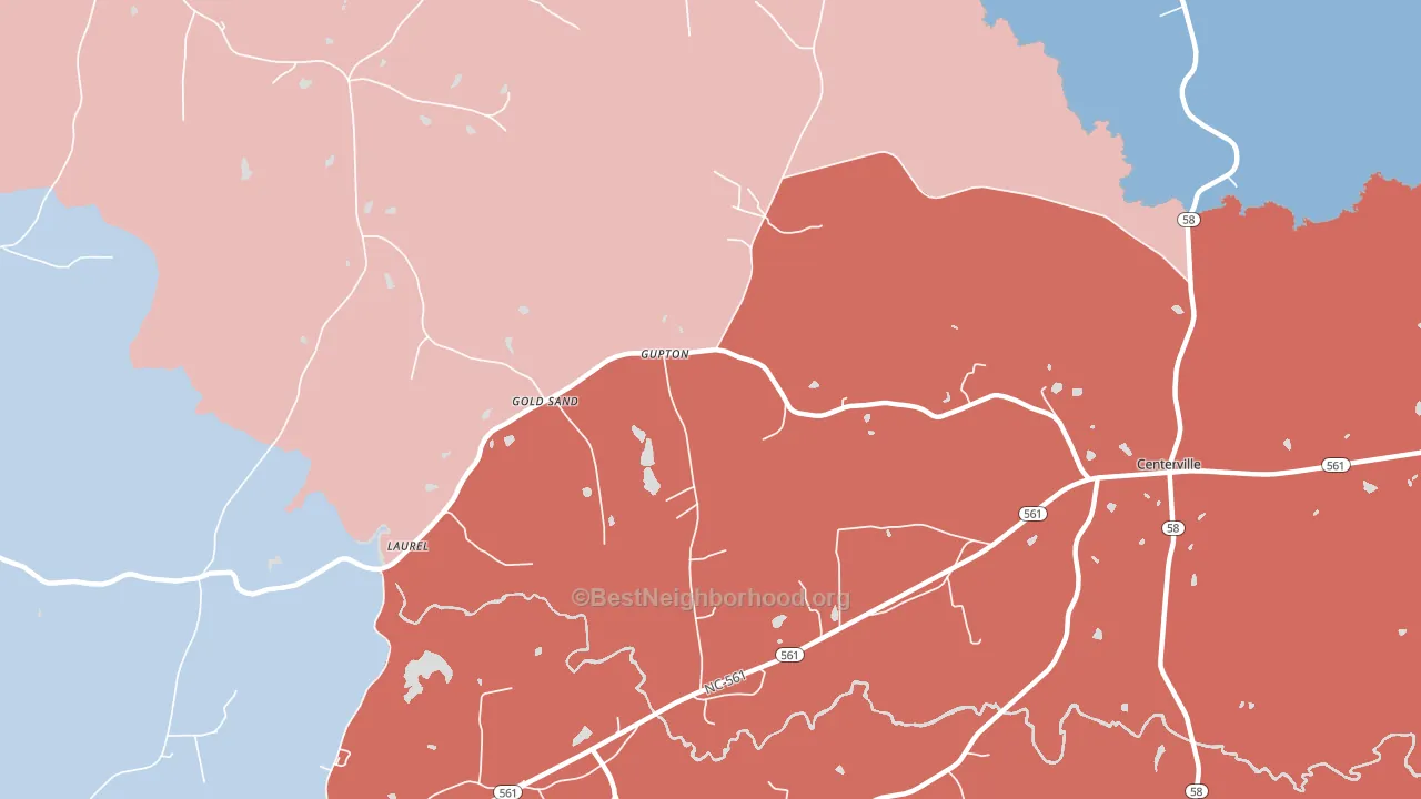 Gupton, NC block-group political-lean map