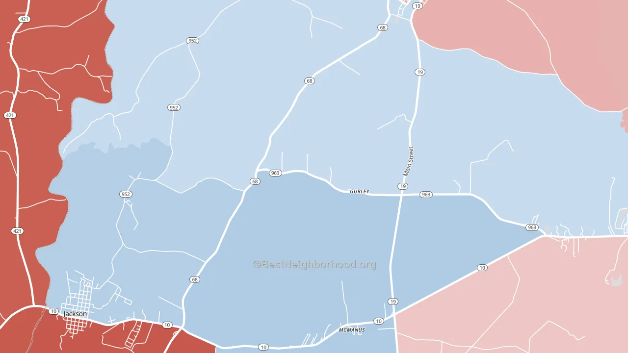 Gurley, LA block-group political-lean map