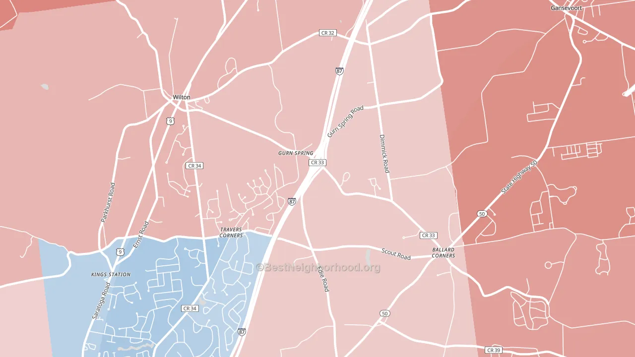 Gurn Spring, NY block-group political-lean map