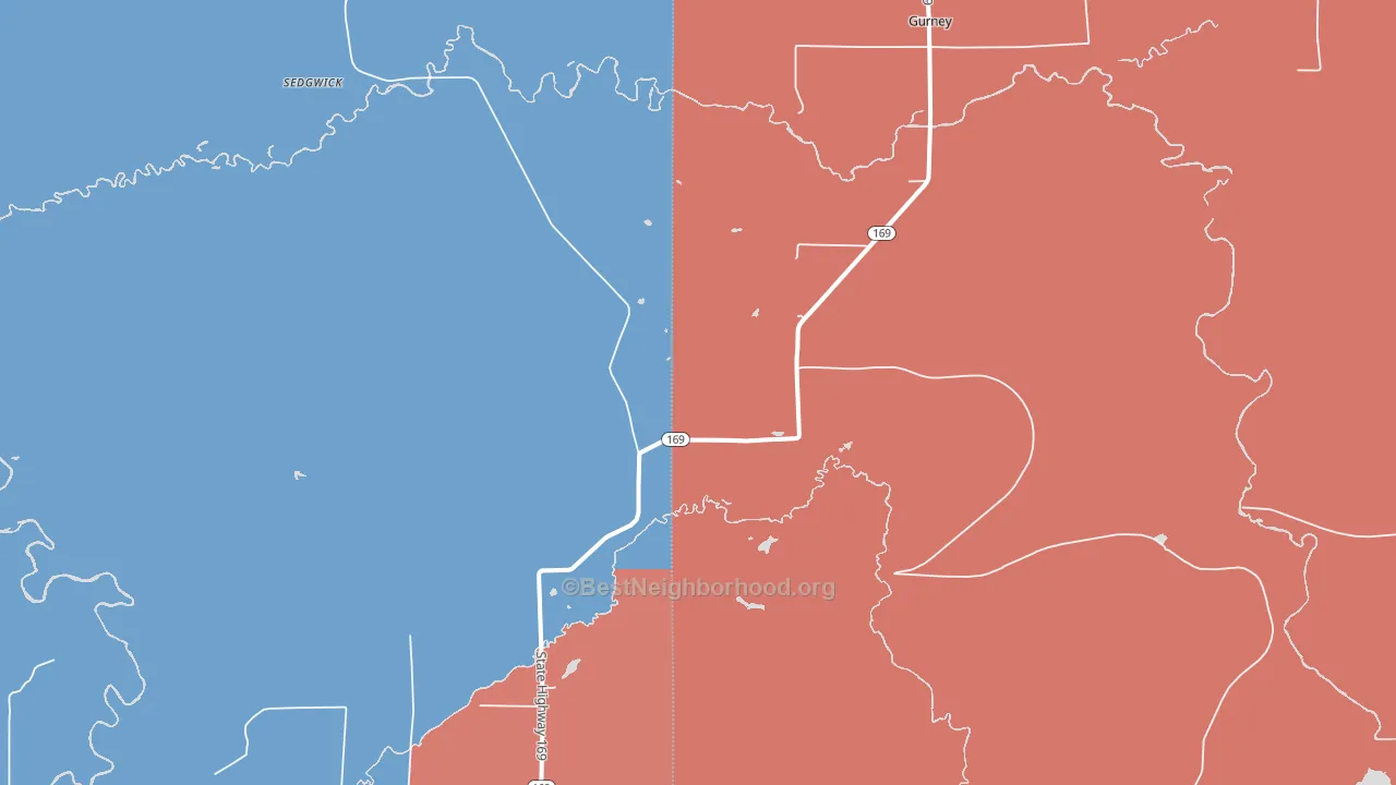 Gurney, WI block-group political-lean map