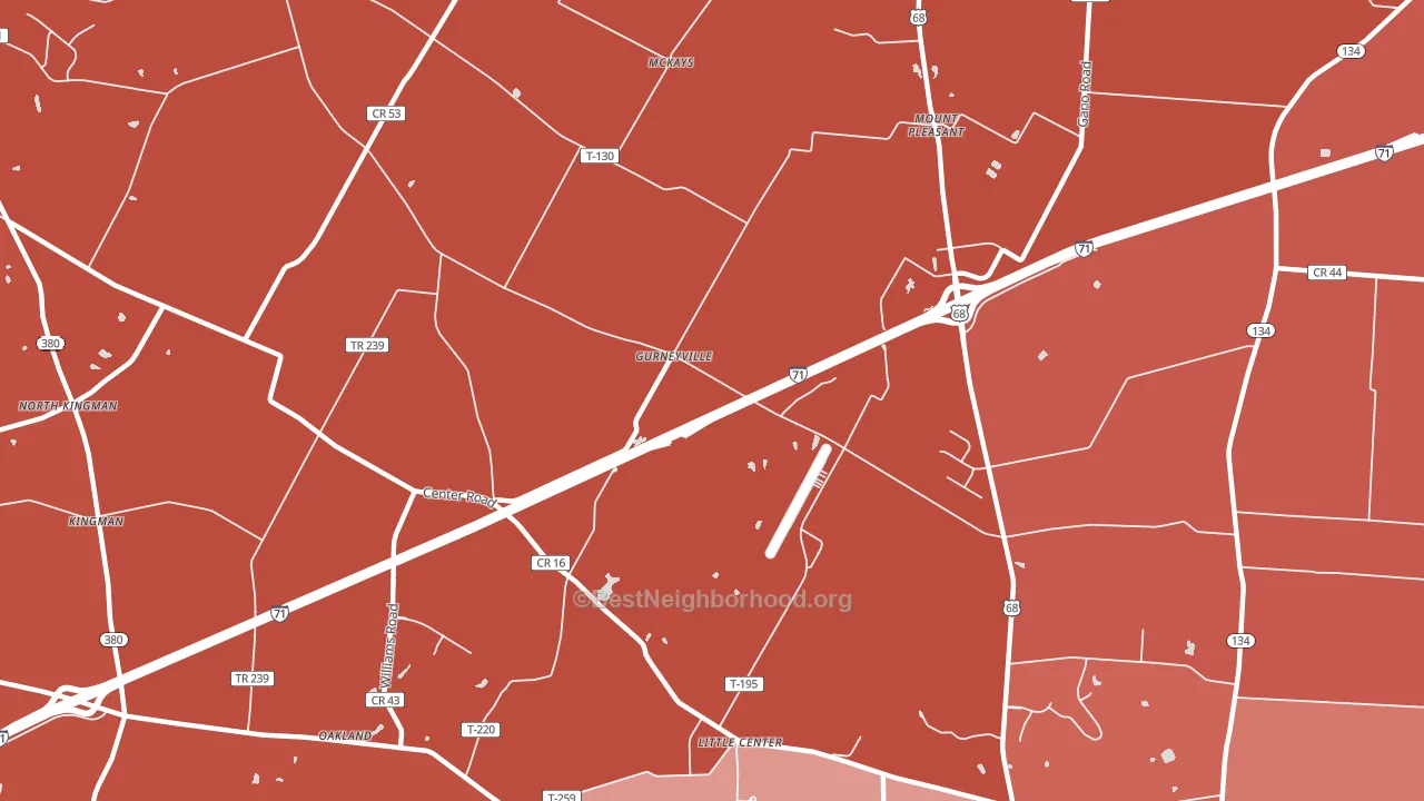 Gurneyville, OH block-group political-lean map