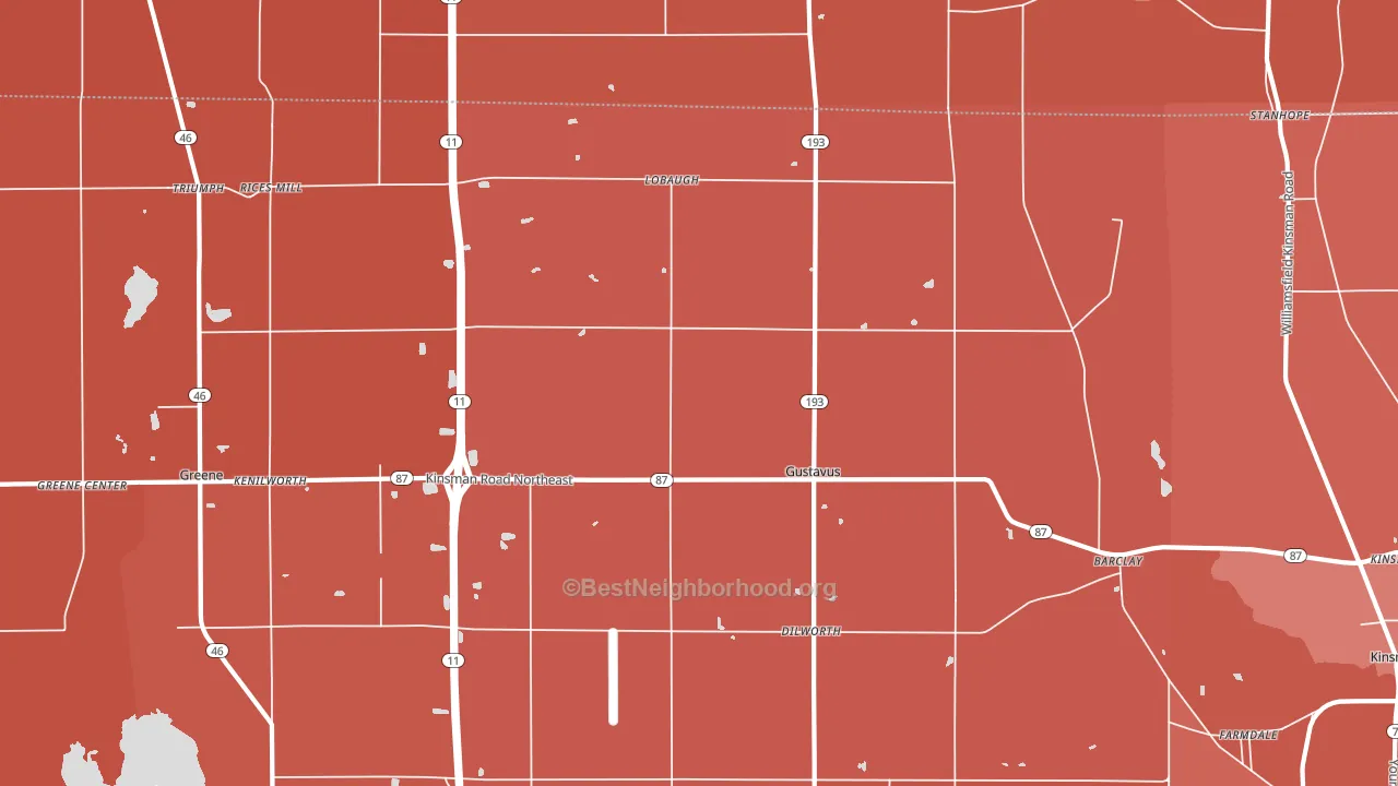 Gustavus, OH block-group political-lean map