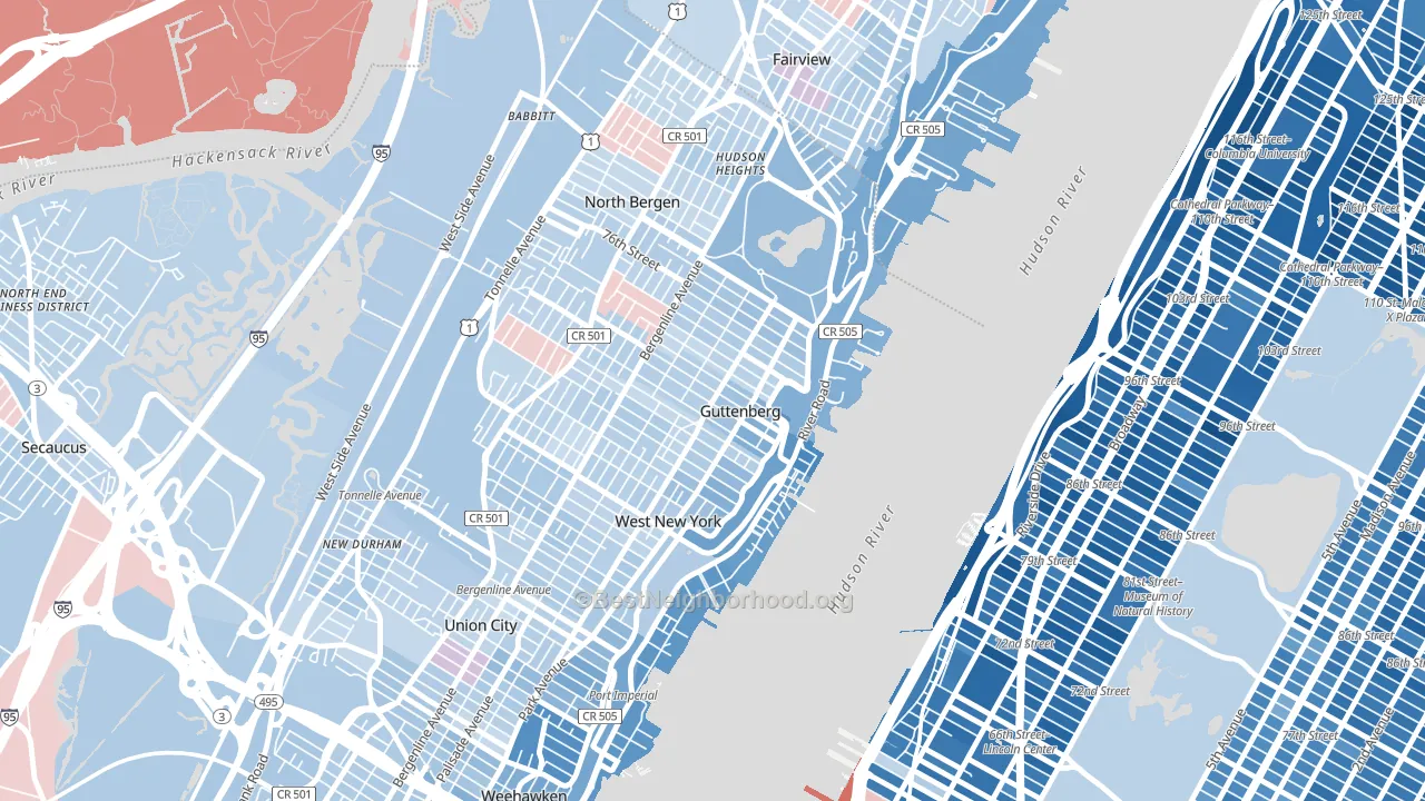 Guttenberg, NJ block-group political-lean map