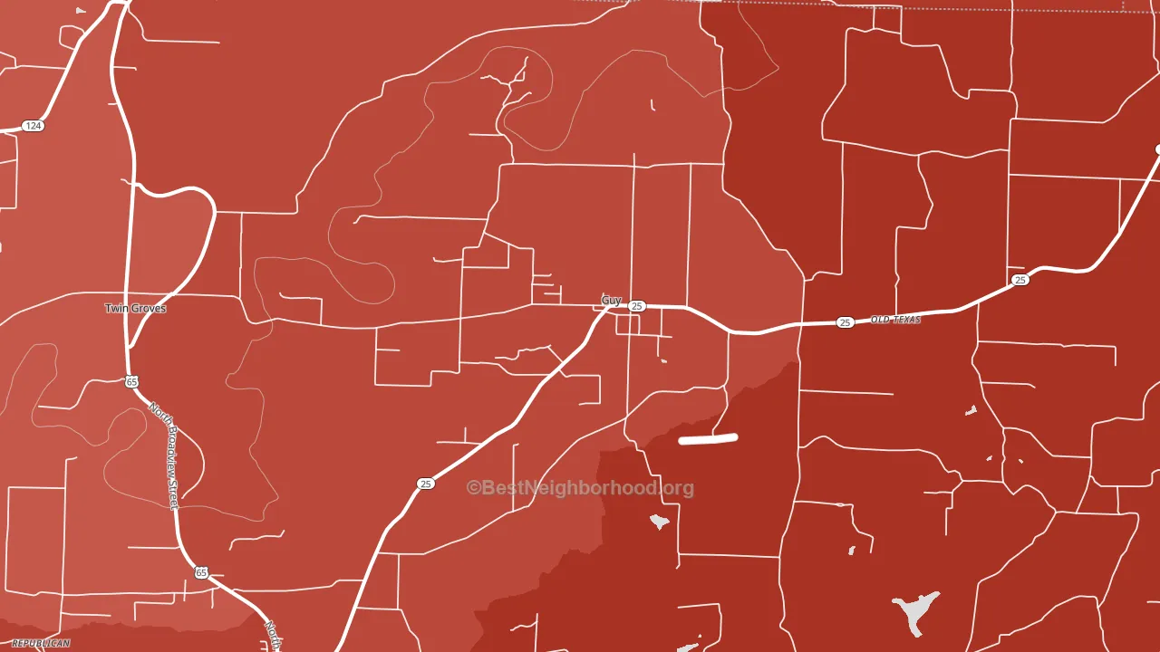 Guy, AR block-group political-lean map