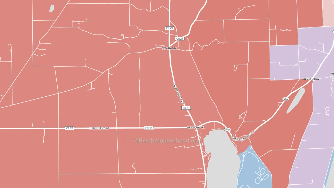 Guyanoga, NY block-group political-lean map
