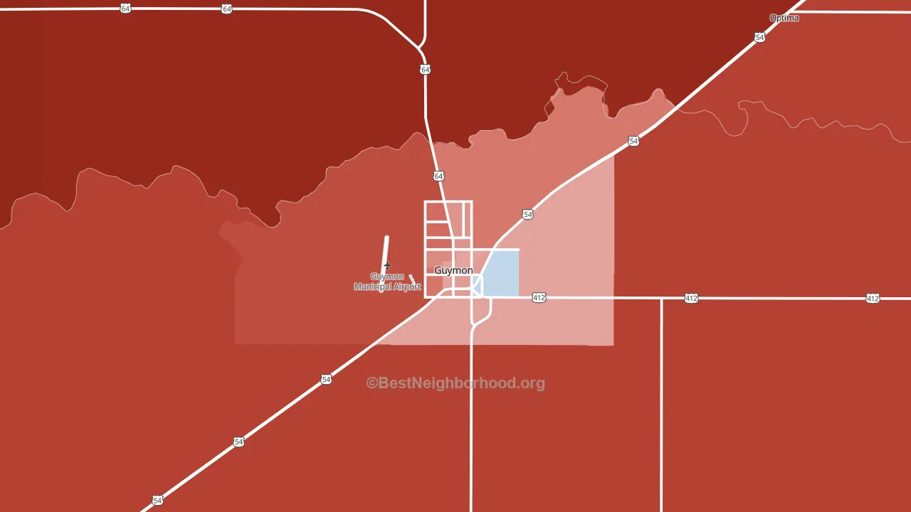 Guymon, OK block-group political-lean map
