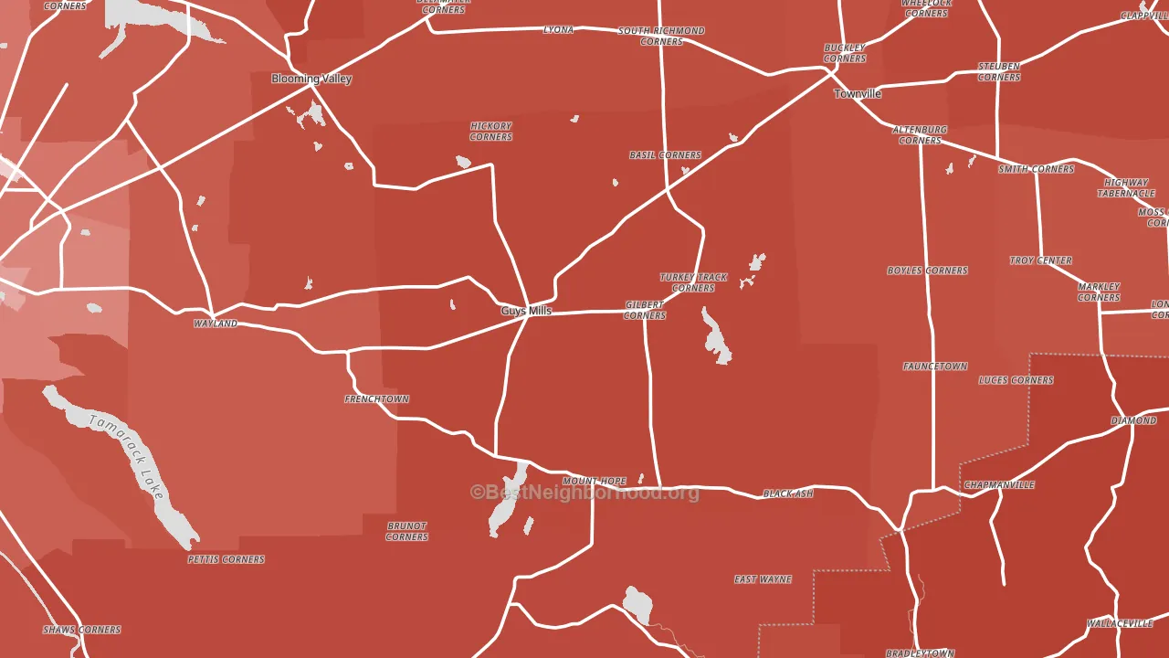 Guys Mills, PA block-group political-lean map