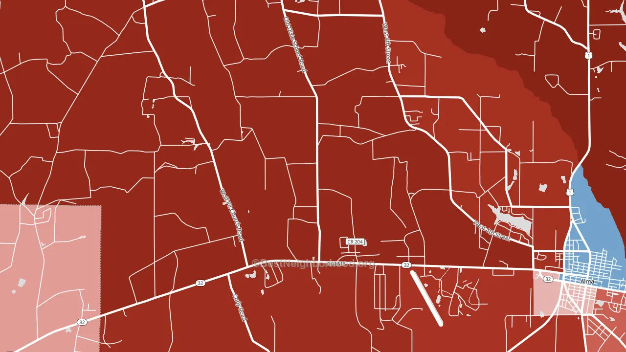 Guysie, GA block-group political-lean map