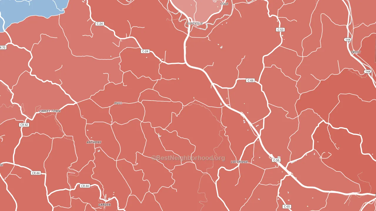 Guysville, OH block-group political-lean map