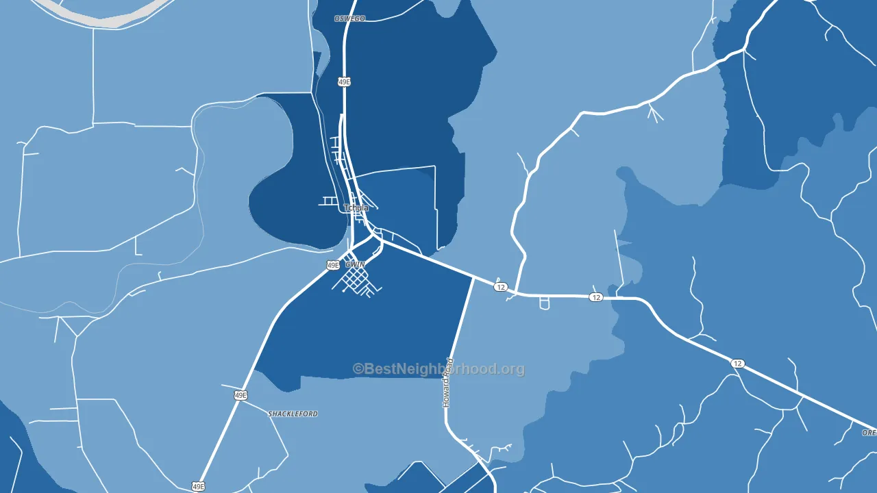 Gwin, MS block-group political-lean map