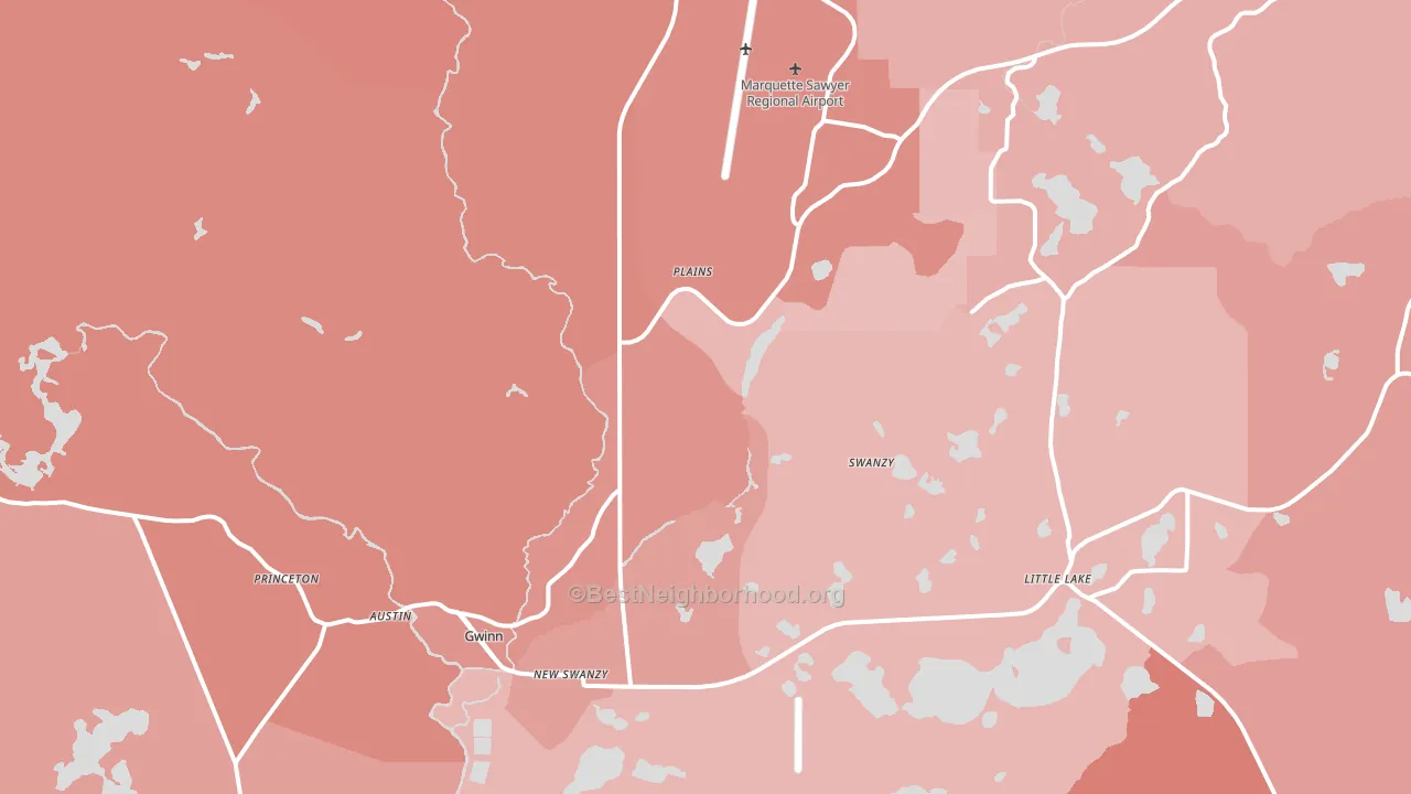 Gwinn, MI block-group political-lean map