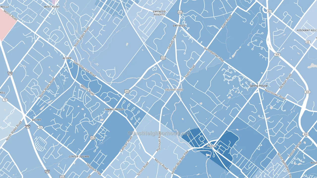Gwynedd Valley, PA block-group political-lean map