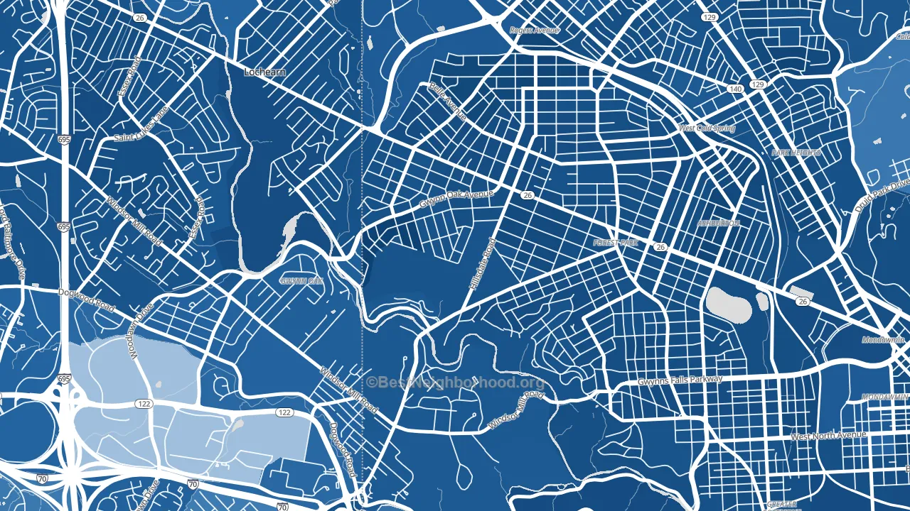 Gwynn Oak, MD block-group political-lean map