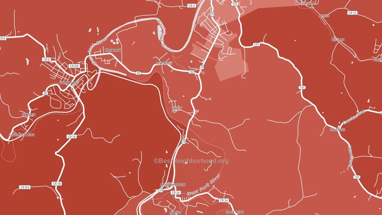 Gypsy, WV block-group political-lean map