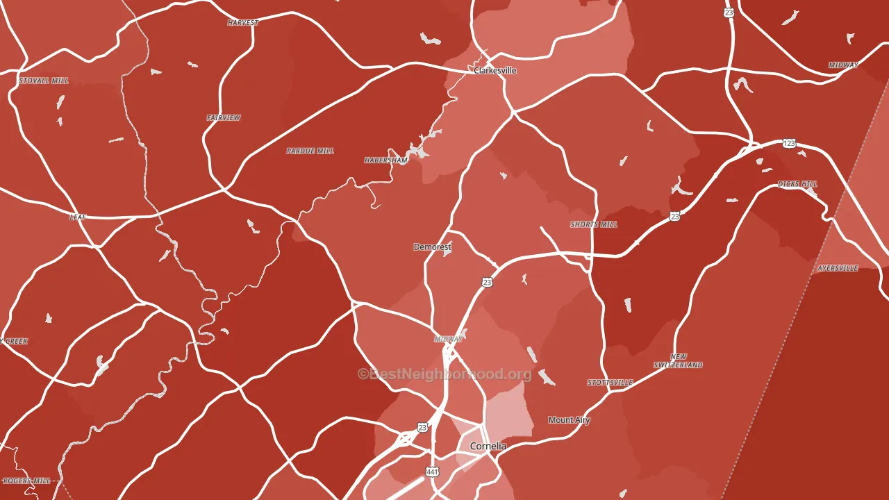 Habersham County, GA block-group political-lean map