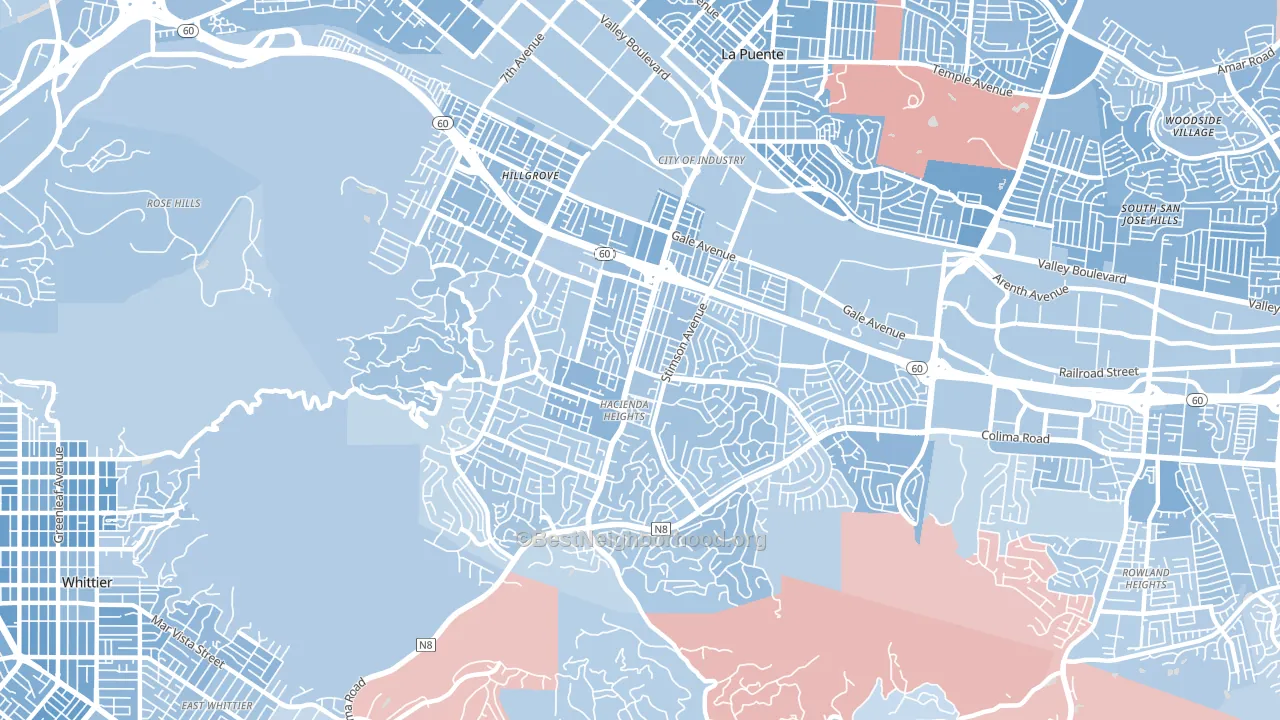 Hacienda Heights, CA block-group political-lean map