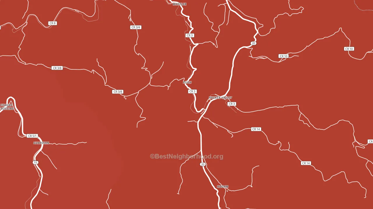 Hacker Valley, WV block-group political-lean map