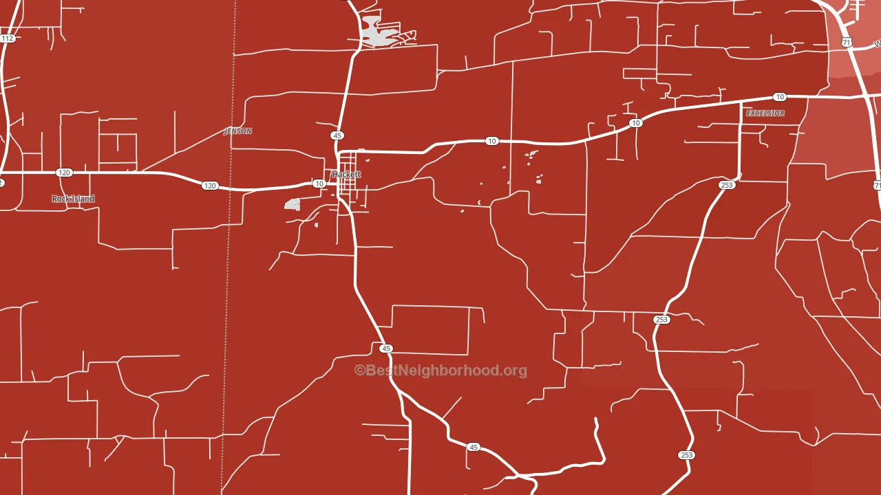 Hackett, AR block-group political-lean map