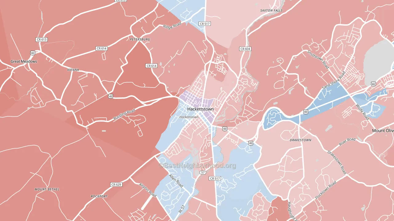 Hackettstown, NJ block-group political-lean map