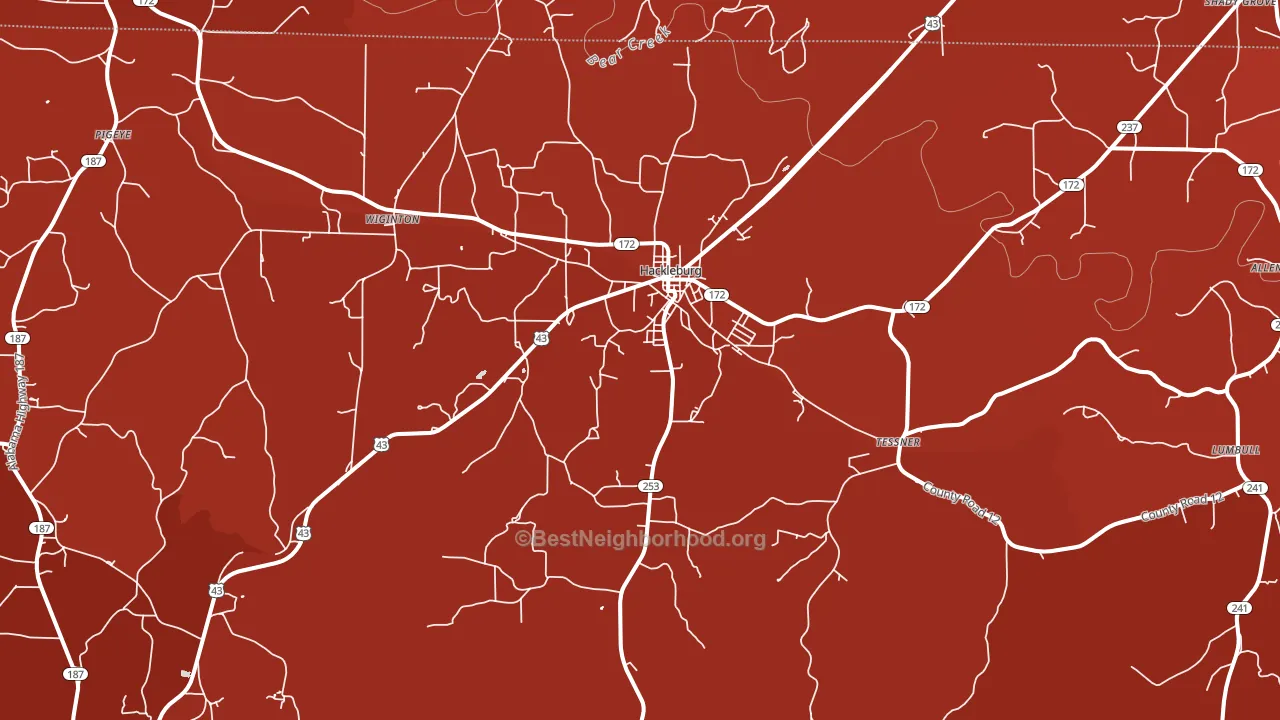 Hackleburg, AL block-group political-lean map
