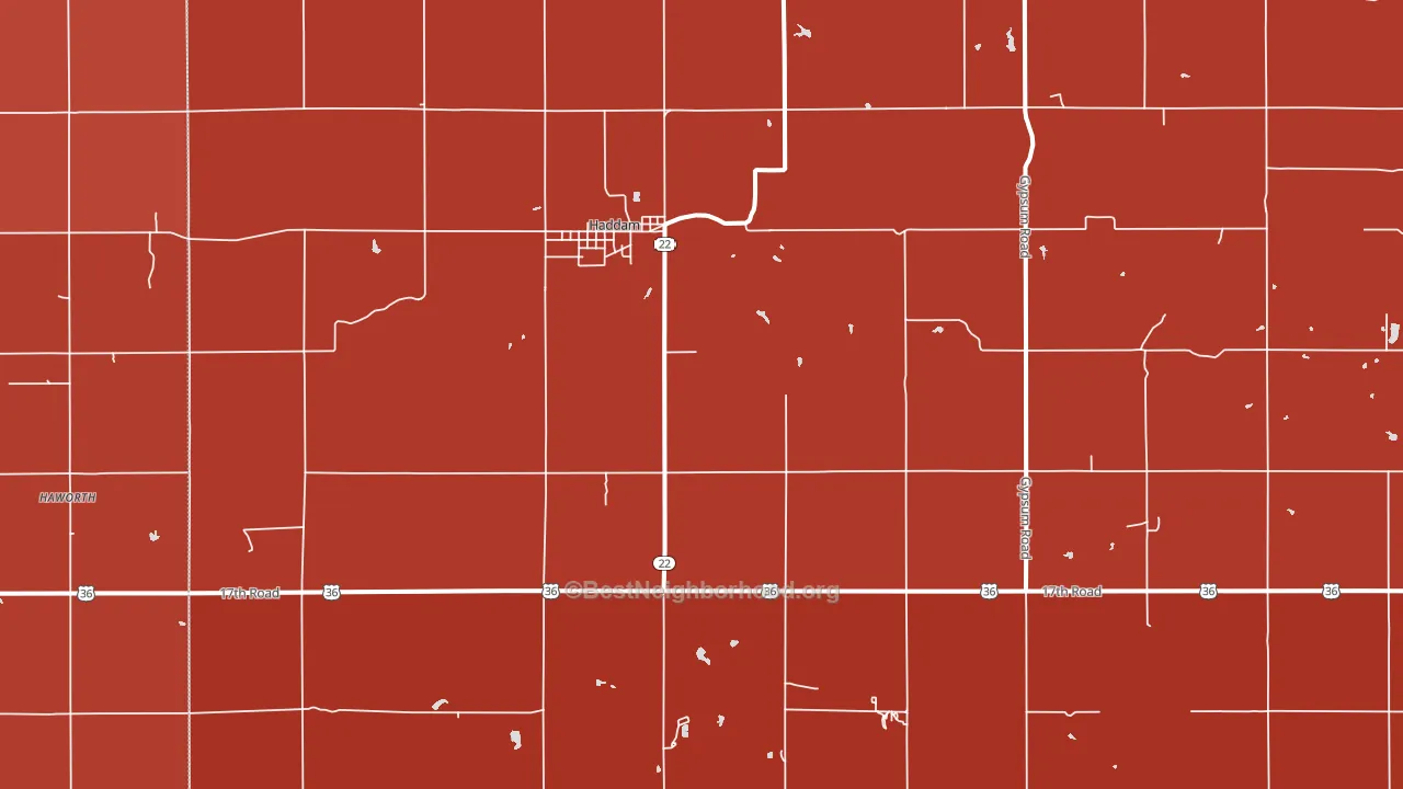 Haddam, KS block-group political-lean map