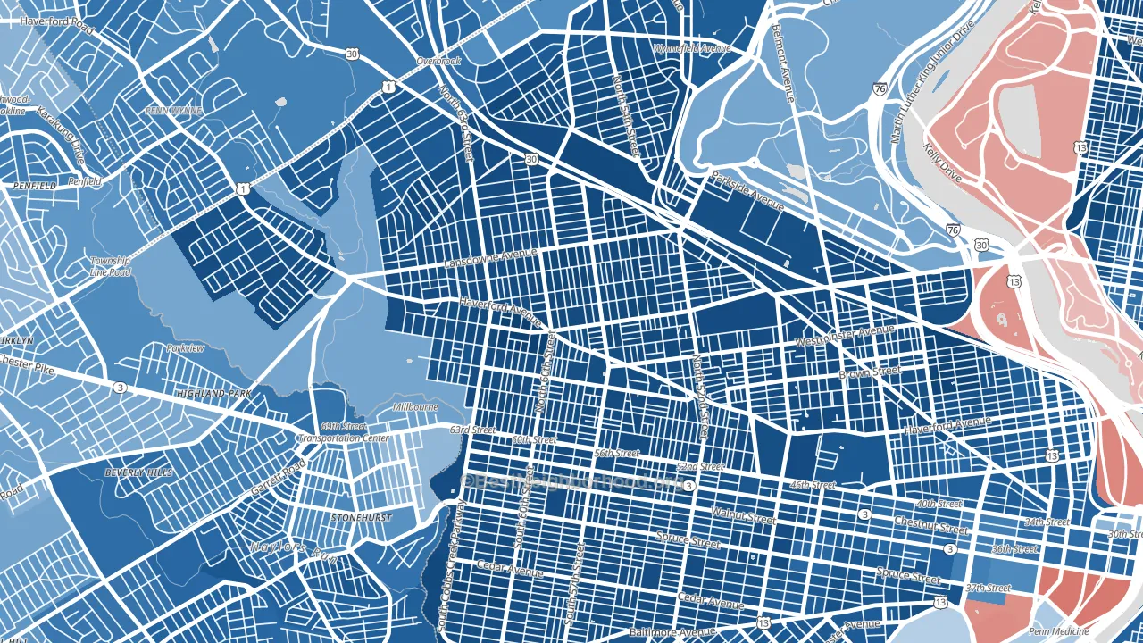 Haddington-Carroll Park, Philadelphia, PA block-group political-lean map
