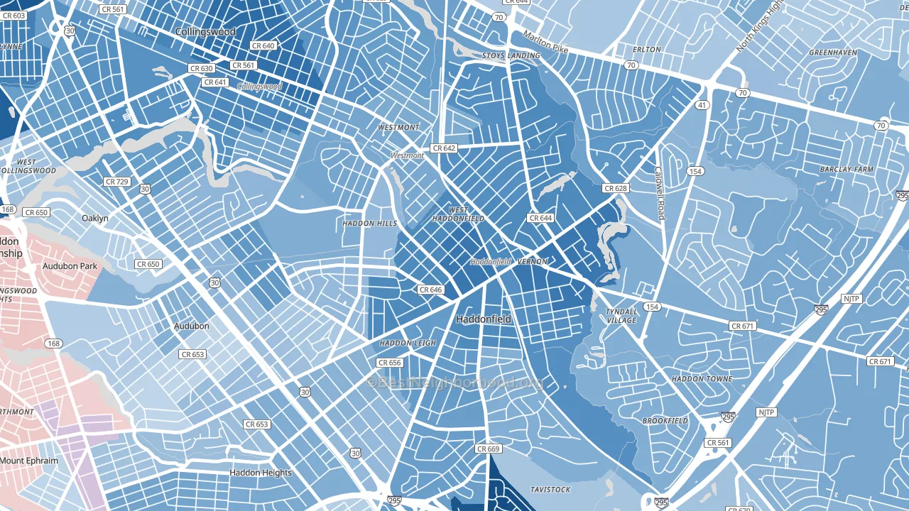 Haddonfield, NJ block-group political-lean map