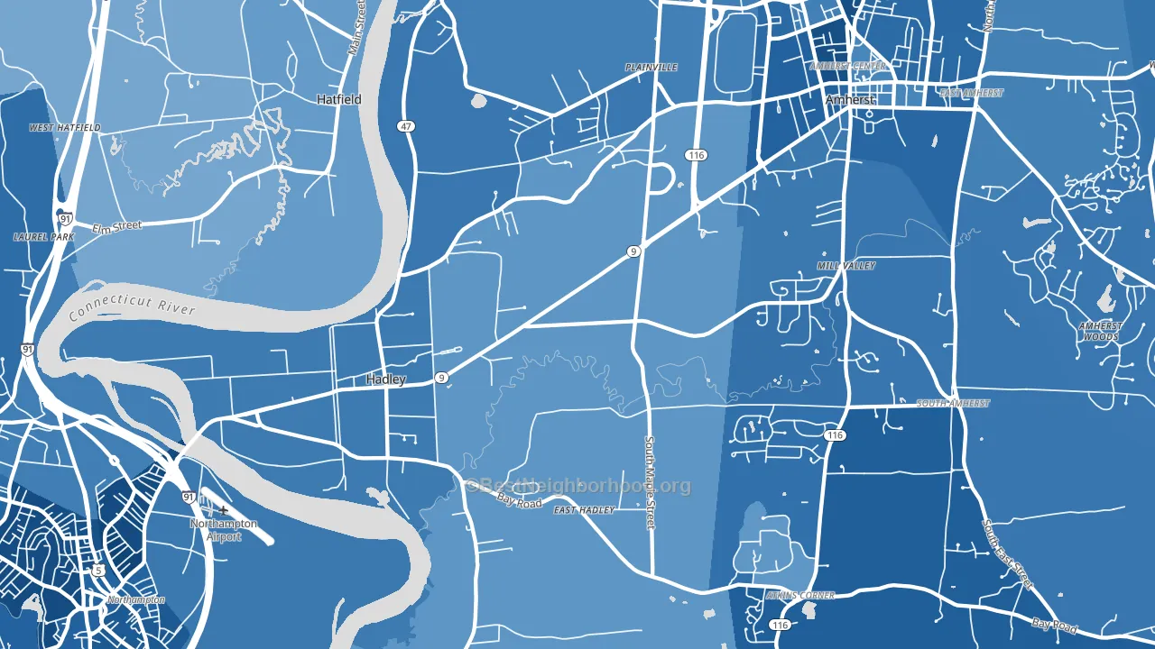 Hadley, MA block-group political-lean map