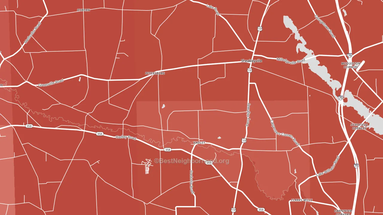 Hadley, PA block-group political-lean map