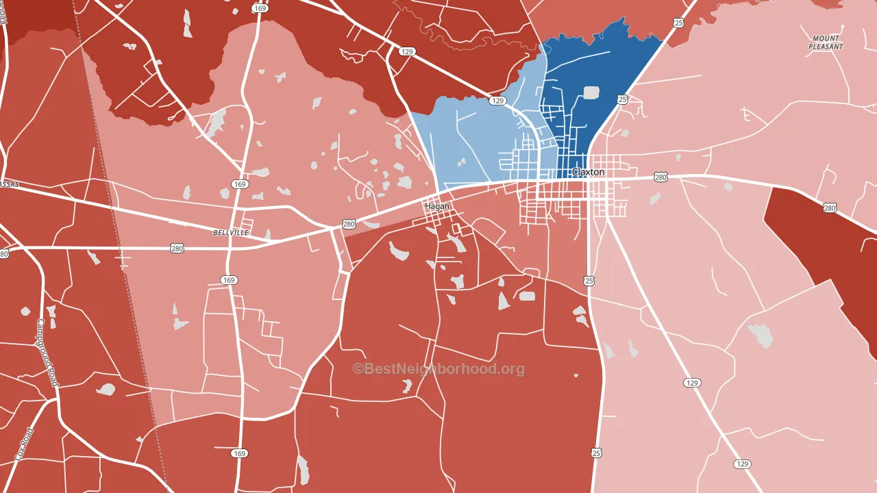 Hagan, GA block-group political-lean map