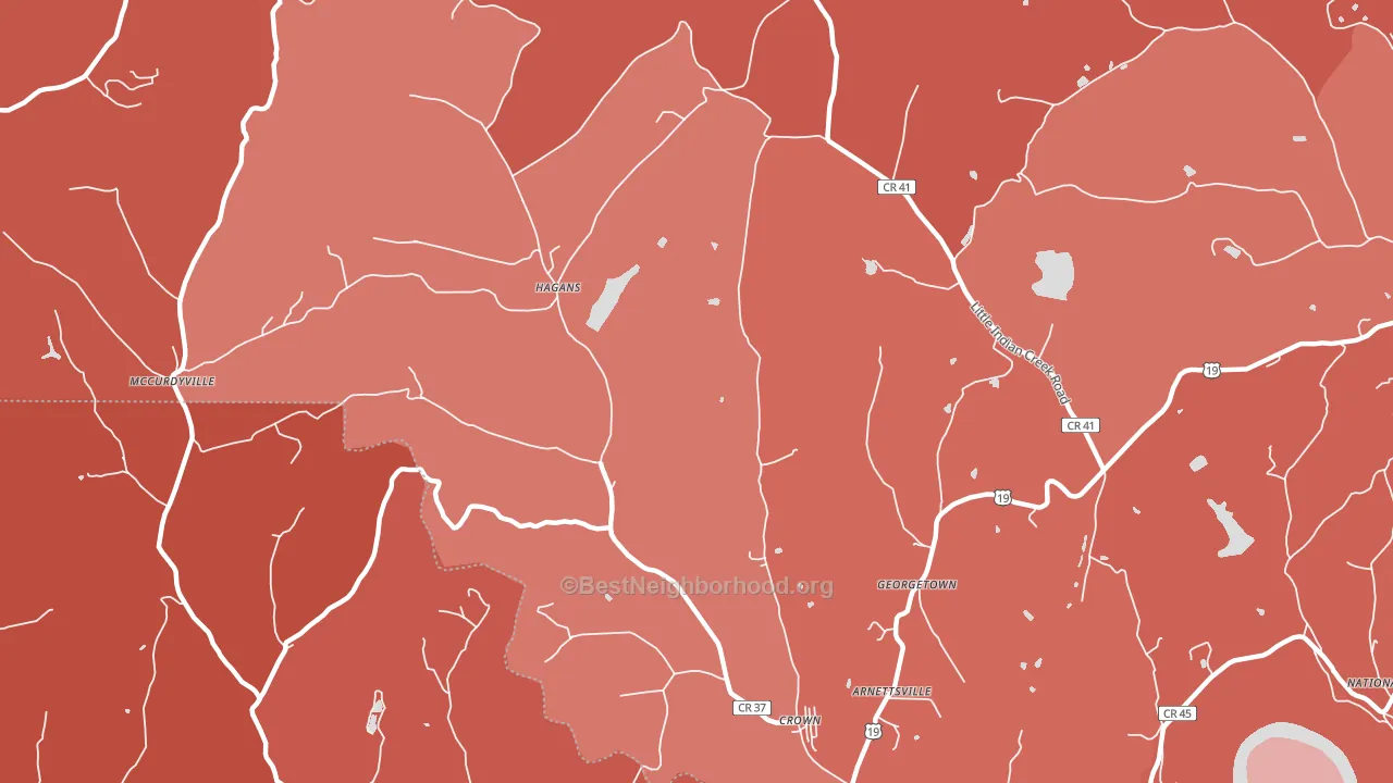 Hagans, WV block-group political-lean map