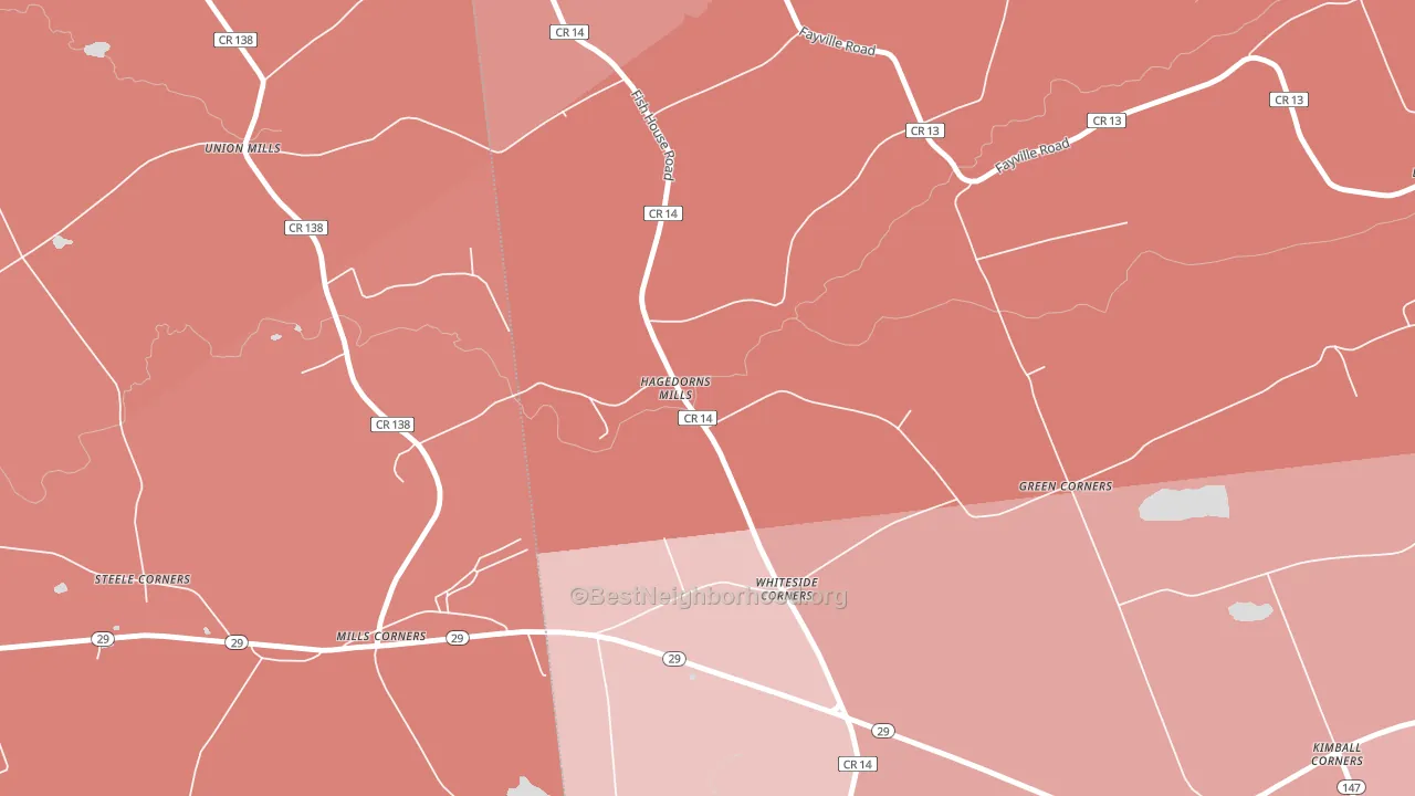 Hagedorns Mills, NY block-group political-lean map