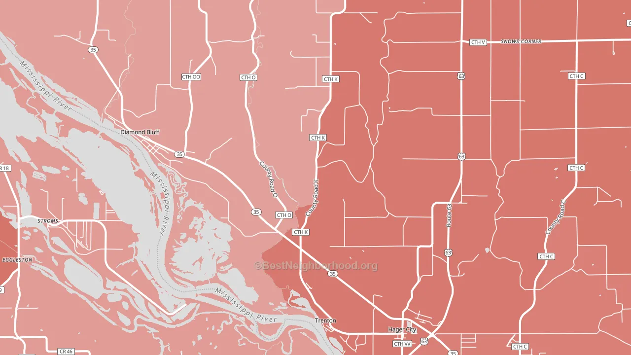Hager City, WI block-group political-lean map