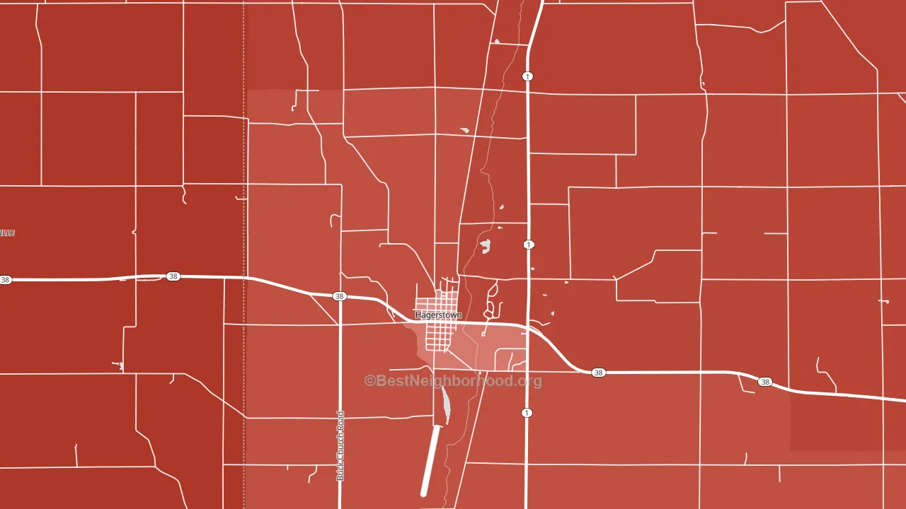 Hagerstown, IN block-group political-lean map