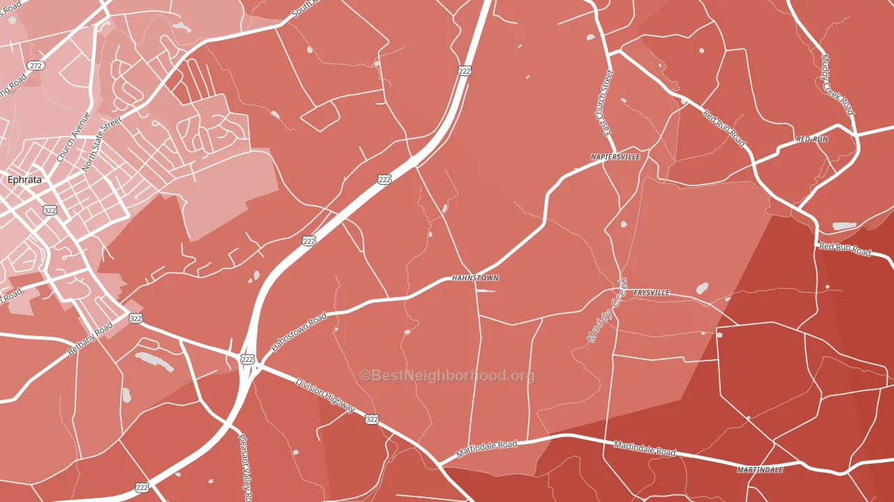 Hahnstown, PA block-group political-lean map