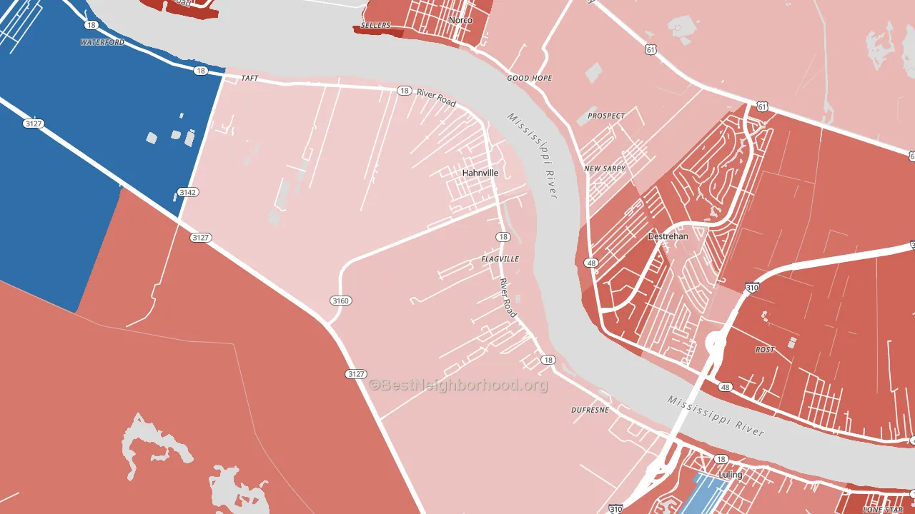 Hahnville, LA block-group political-lean map