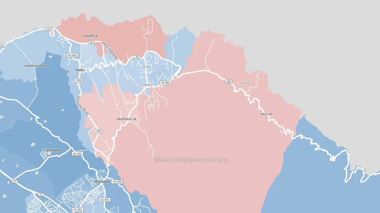 Haiku, HI block-group political-lean map