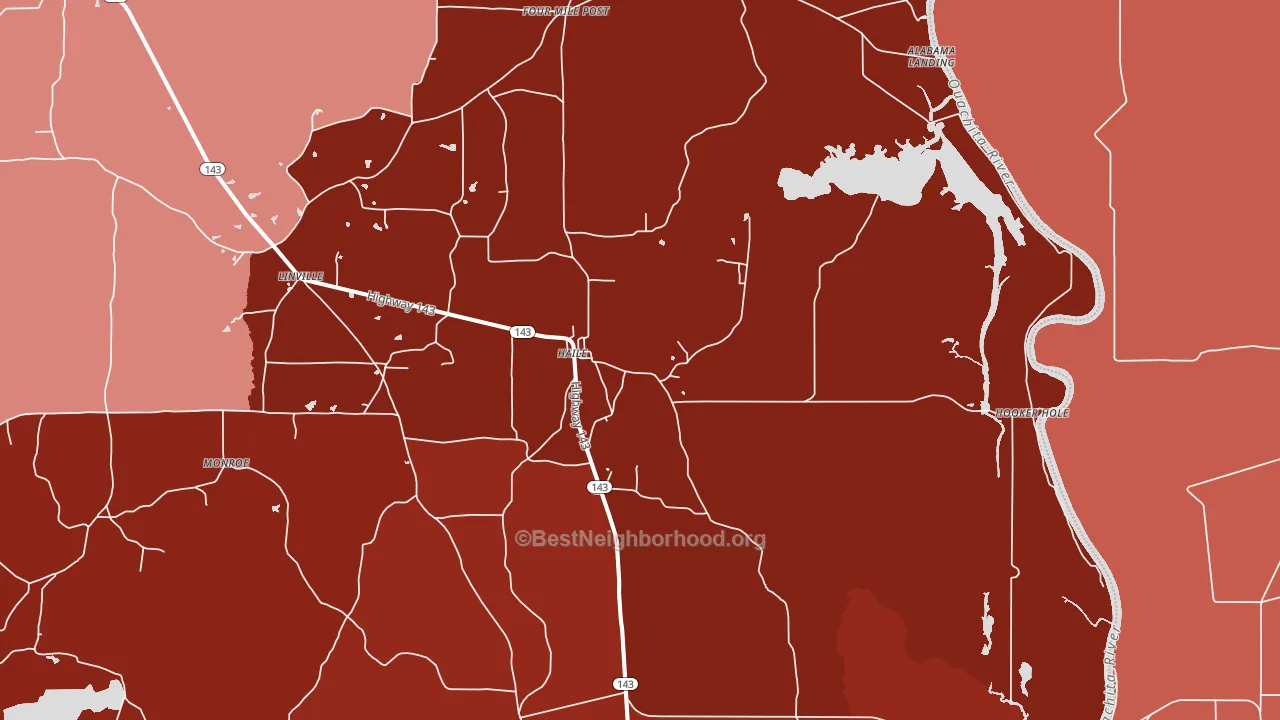 Haile, LA block-group political-lean map