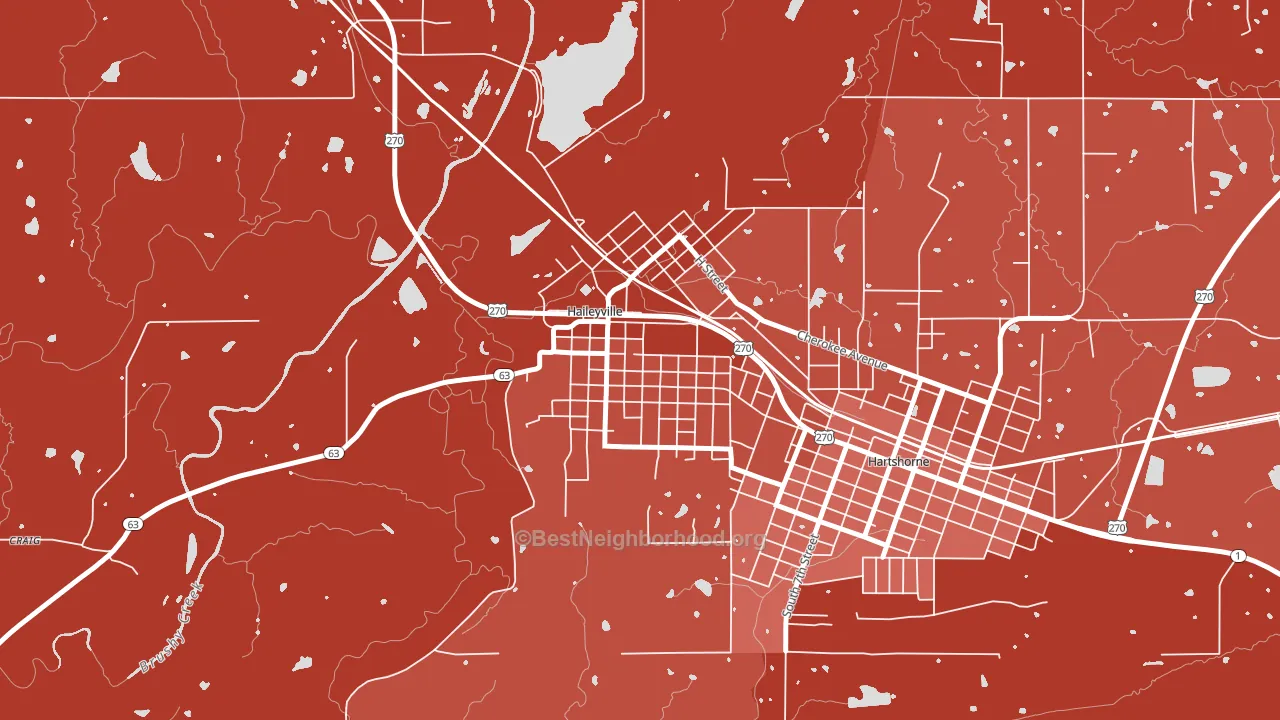 Haileyville, OK block-group political-lean map