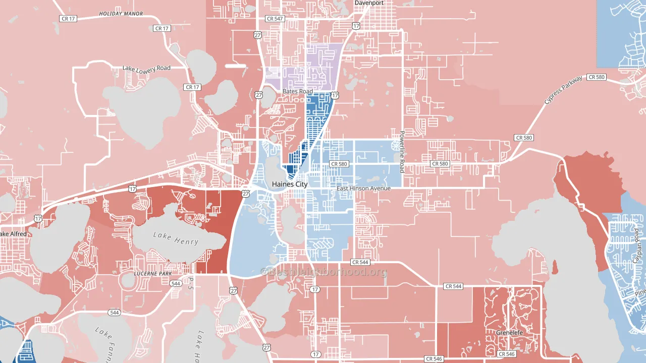 Haines City, FL block-group political-lean map