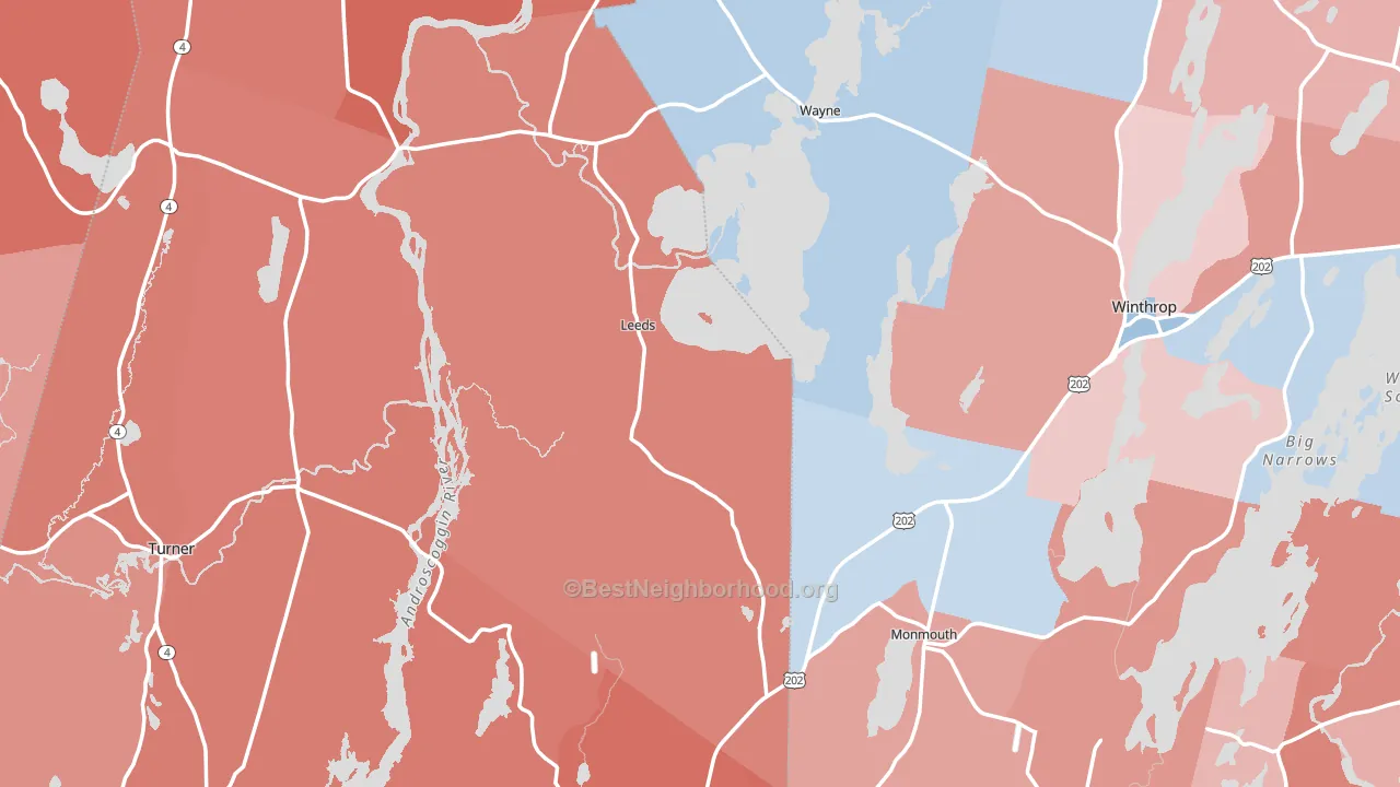 Haines Corner, Lewiston, ME block-group political-lean map