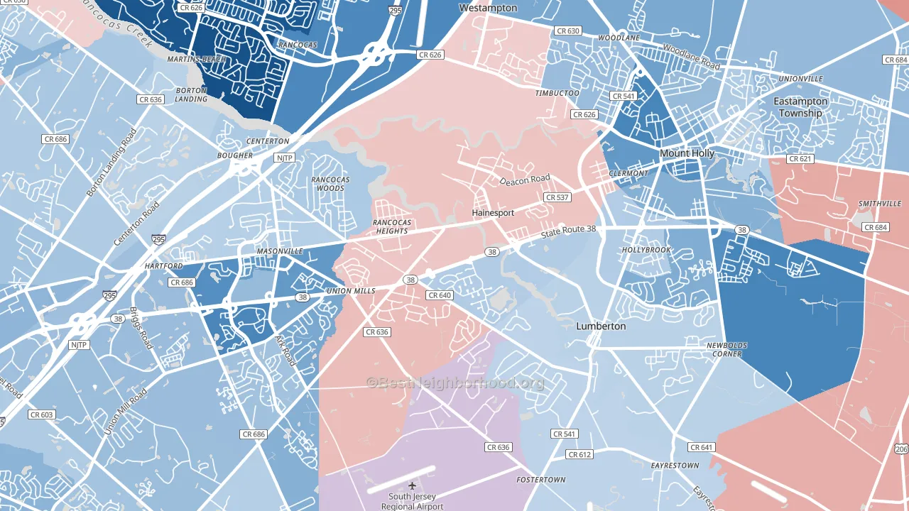 Hainesport, NJ block-group political-lean map