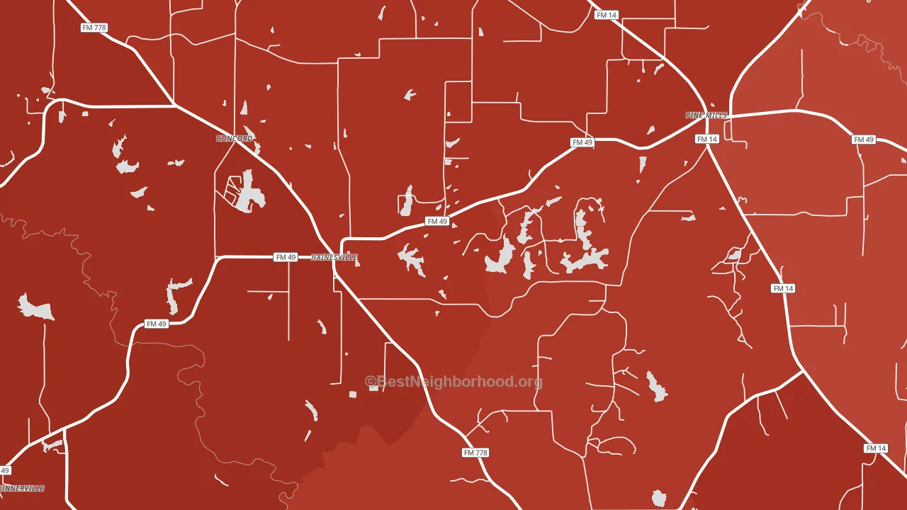 Hainesville, TX block-group political-lean map