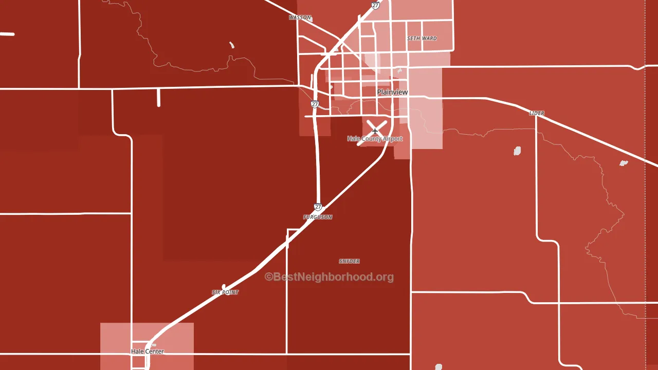 Hale County, TX block-group political-lean map