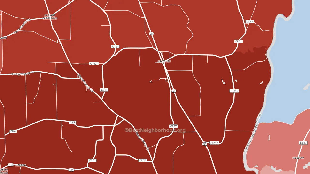 Haleburg, AL block-group political-lean map
