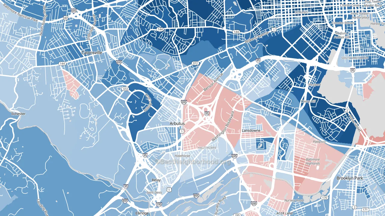 Halethorpe, MD block-group political-lean map