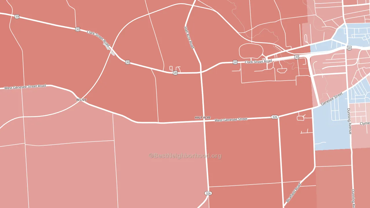 Half Acre, NY block-group political-lean map