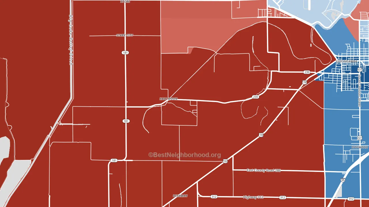Half Moon, AR block-group political-lean map