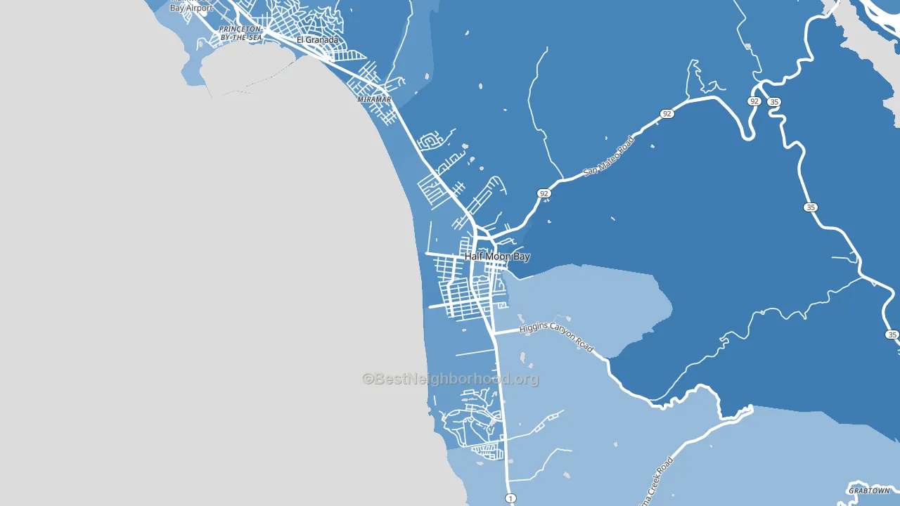 Half Moon Bay, CA block-group political-lean map
