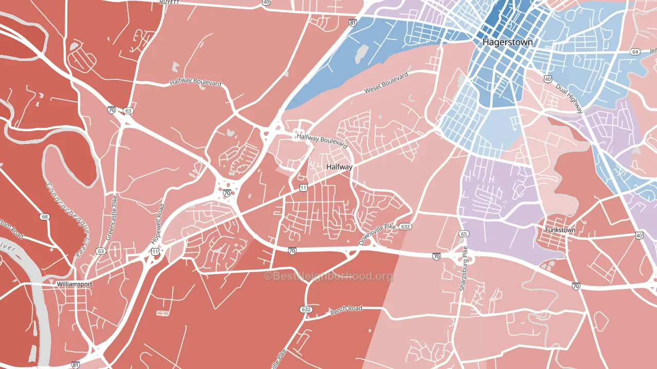 Halfway, MD block-group political-lean map